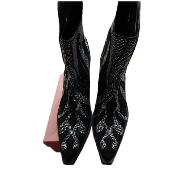 Glamorous Rhinestone Black Western Boots - Picture 9 of 12